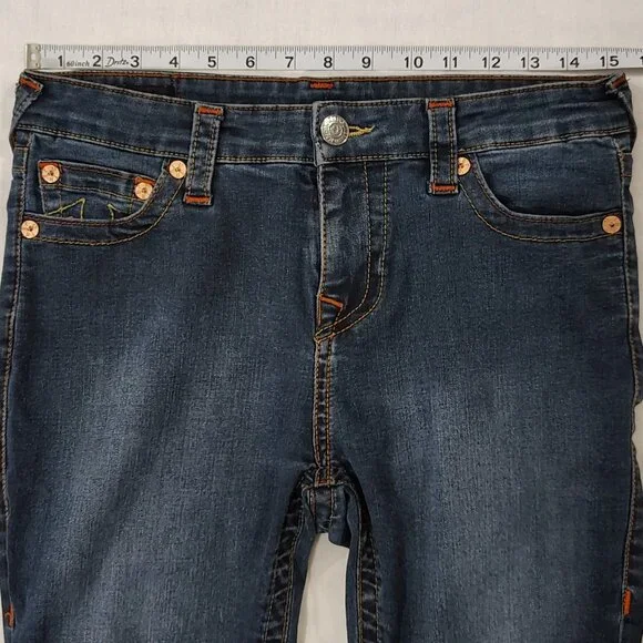 True Religion Halle Super Skinny Jeans Womens Size 31 Mid Rise Denim Blue - Picture 10 of 16